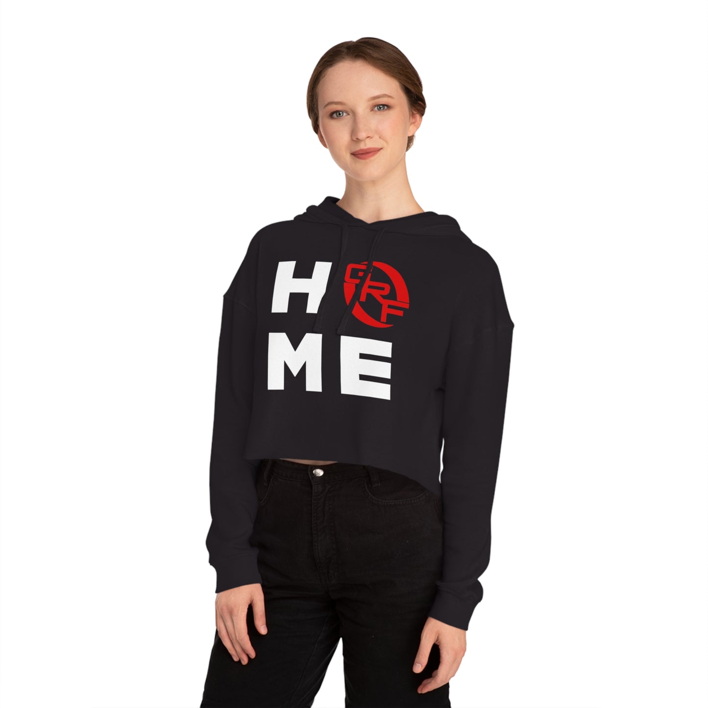 GRF HOME Logo Black Crop Hoodie
