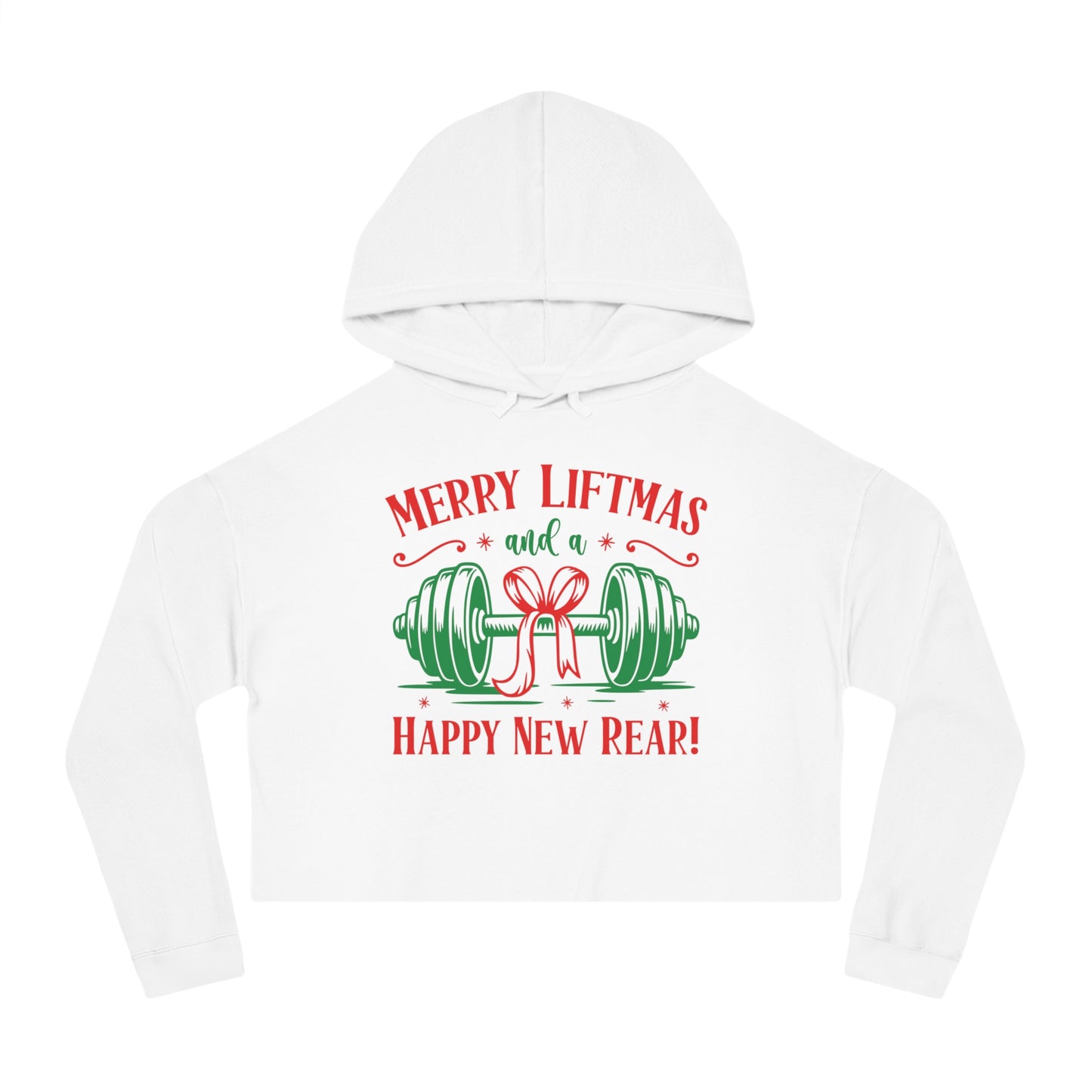 GRF Merry Liftmas White Crop Hoodie