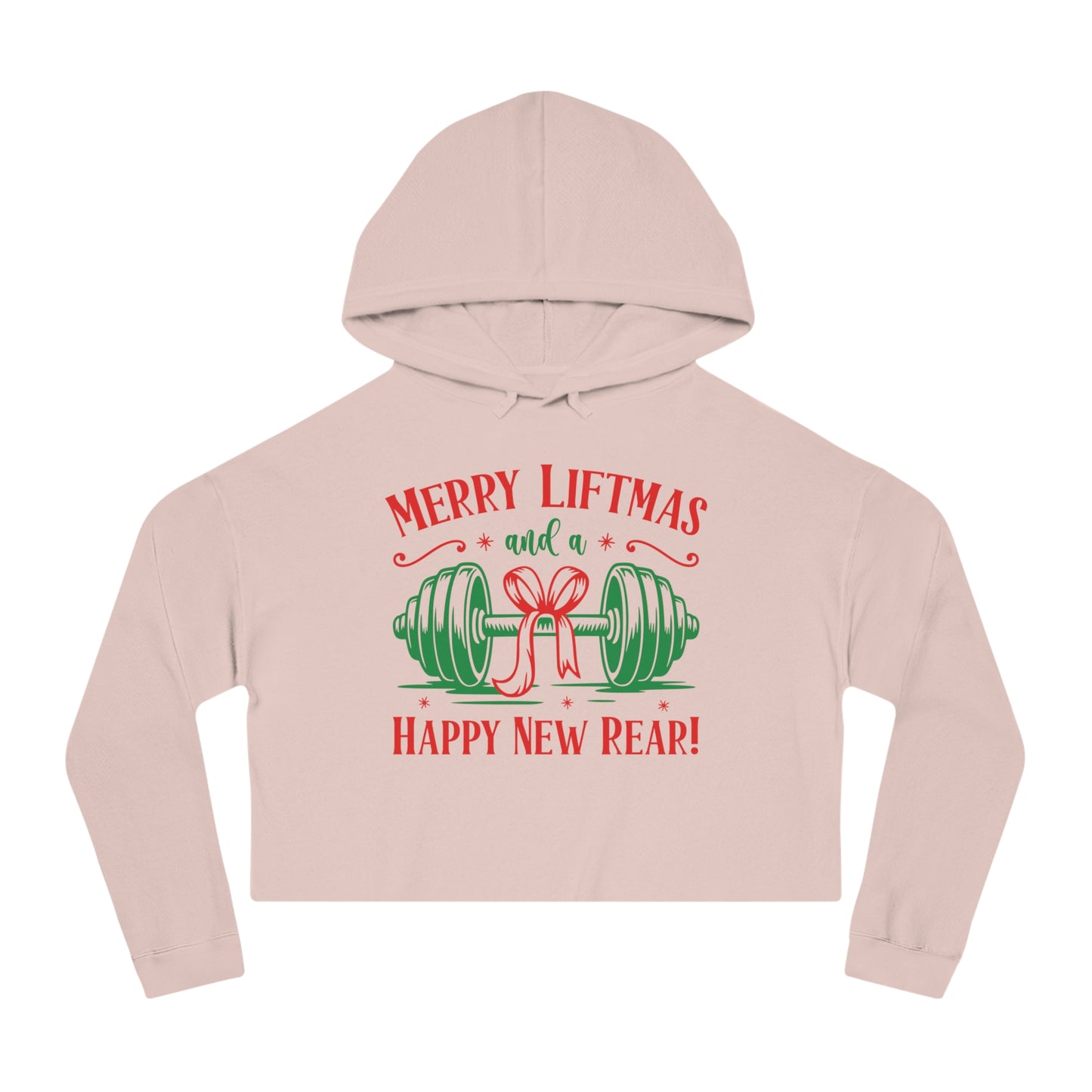 GRF Merry Liftmas Blush Pink Crop Hoodie
