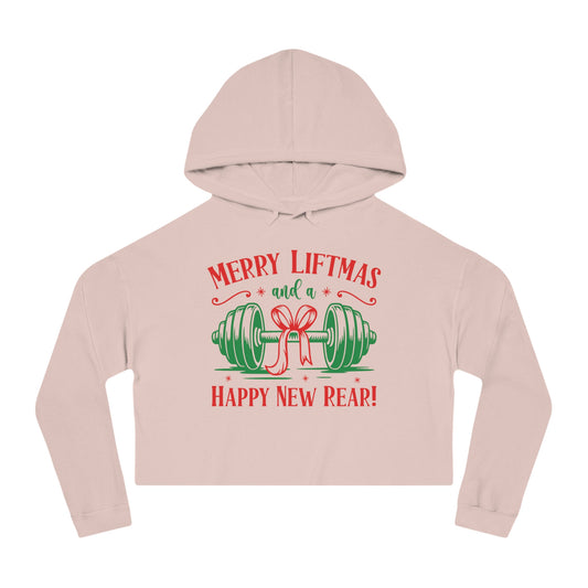 GRF Merry Liftmas Blush Pink Crop Hoodie